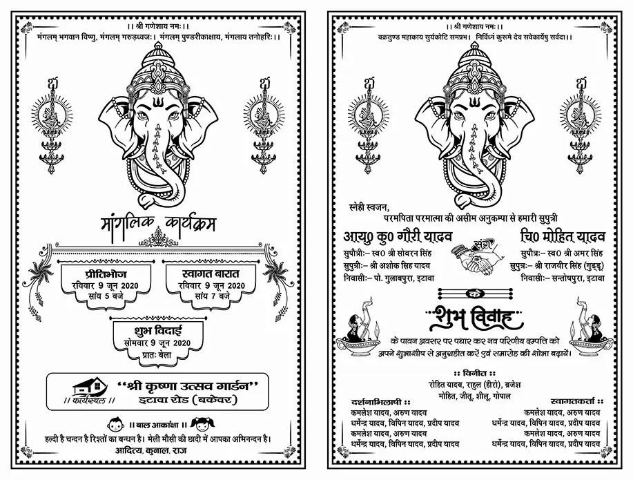 Hindu wedding Card New Design CDR with Fonts 2