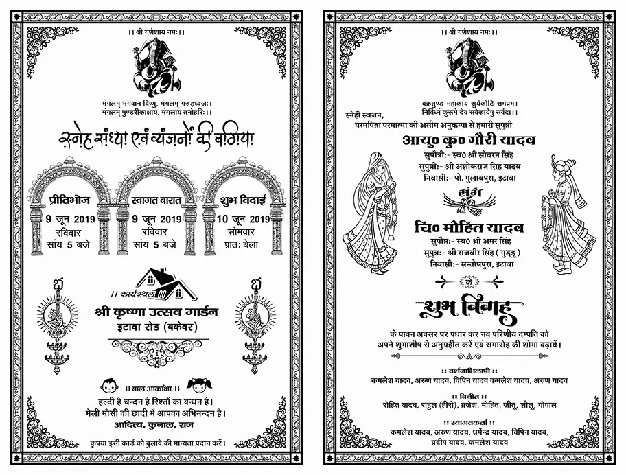 Hindu Wedding Attractive Card CDR file with fonts