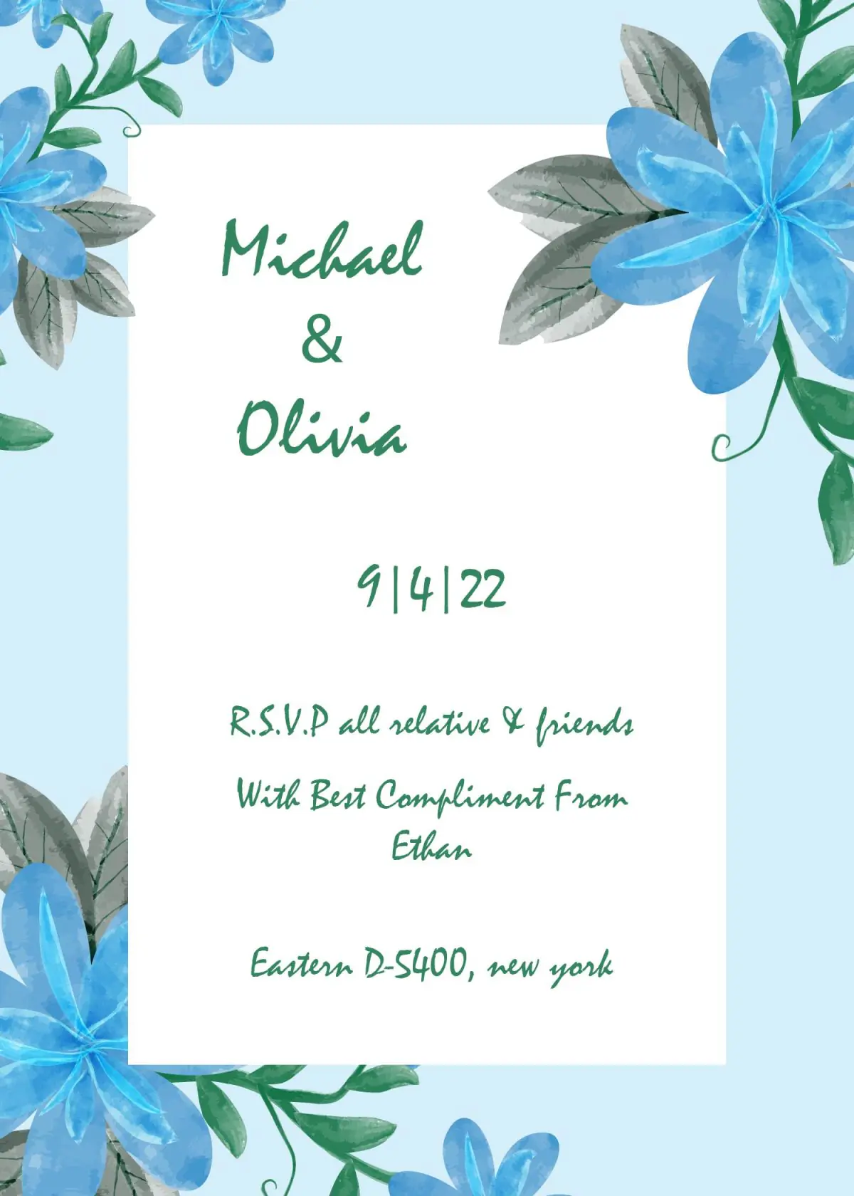 Water colour wedding card design