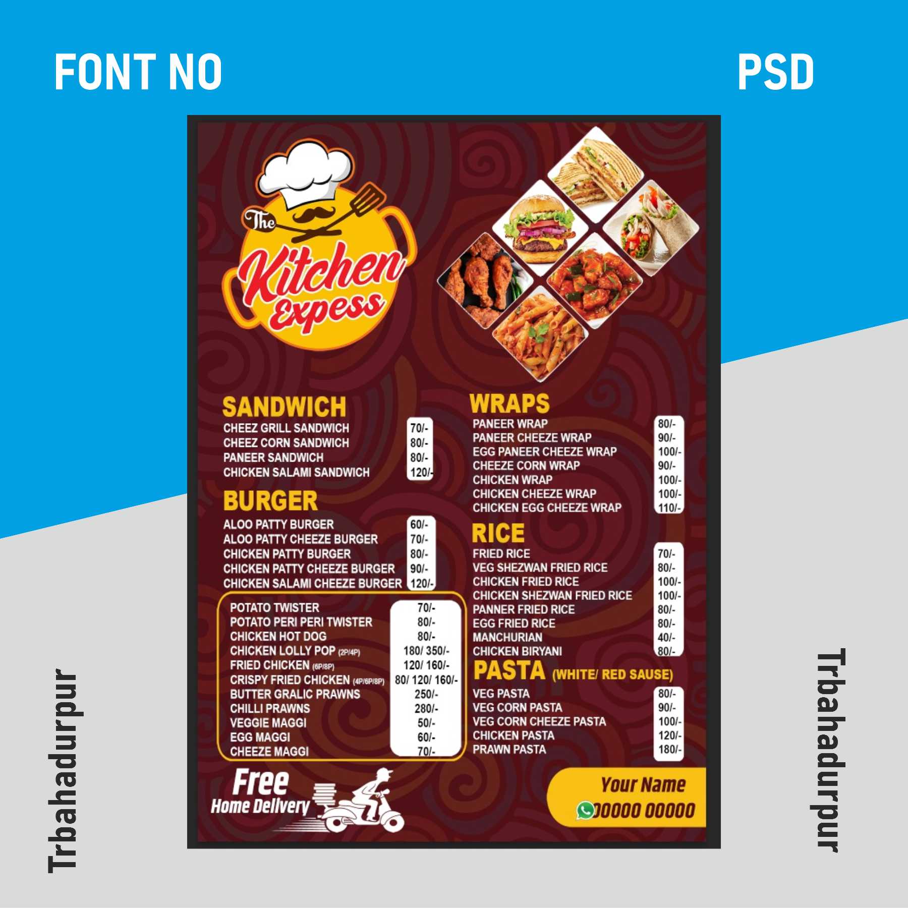 Restaurant menu card design PSD File