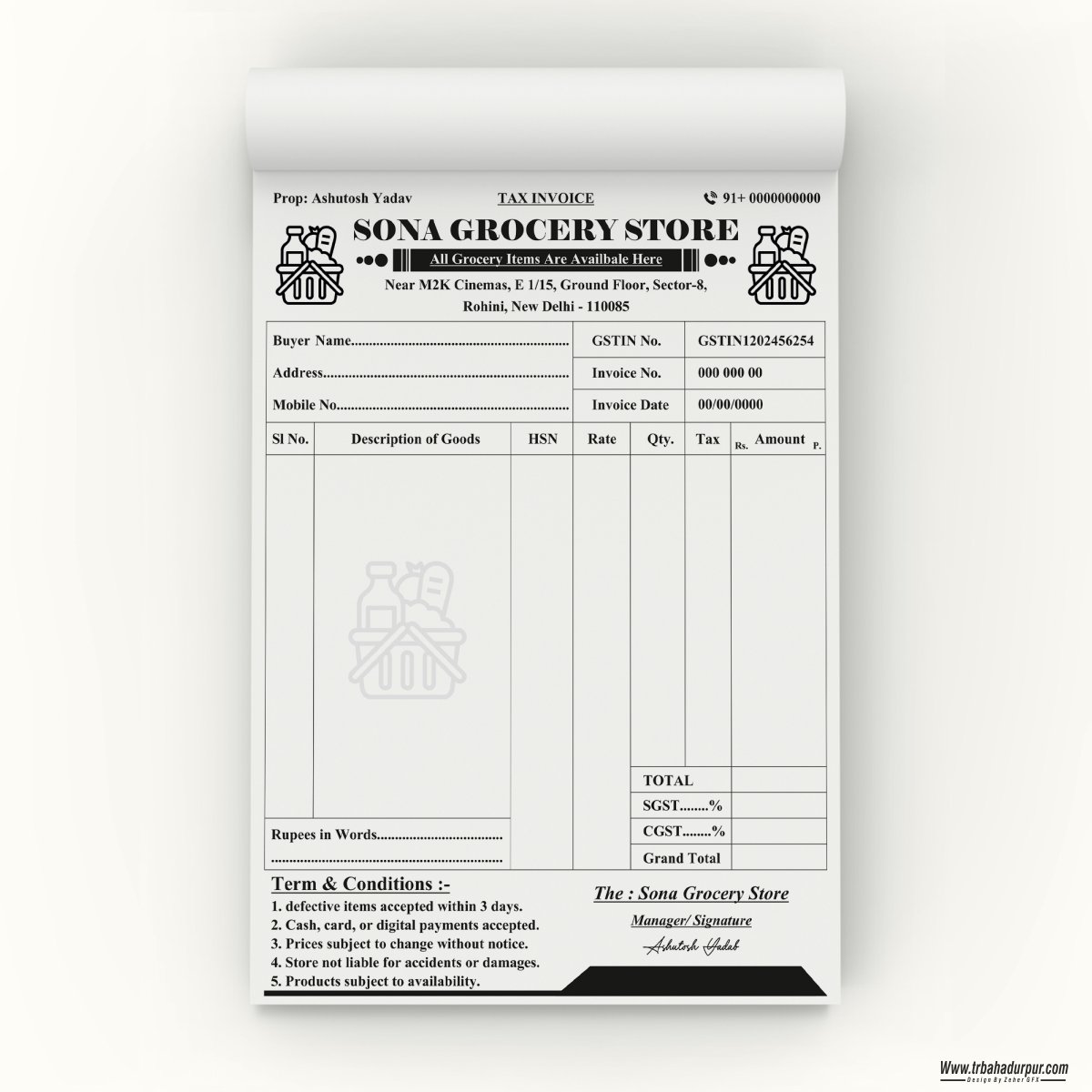 SONA GROCERY STORE INVOICE BILL BOOK DESIGN CDR FILE