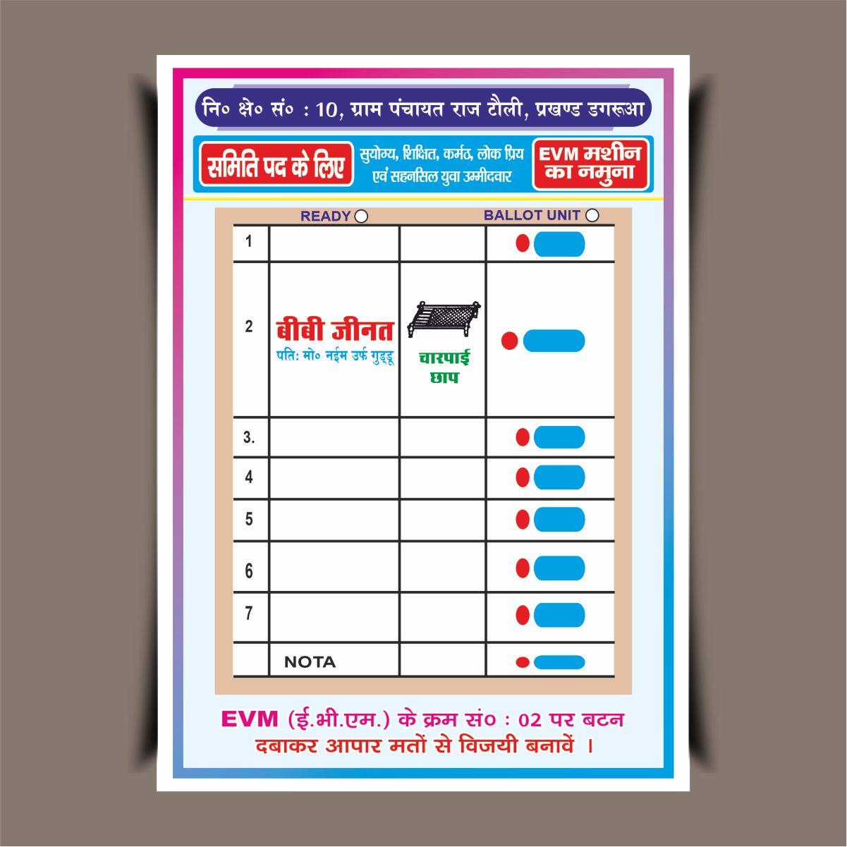 Mukhiya Election Ballot Paper Cdr Fully Editable