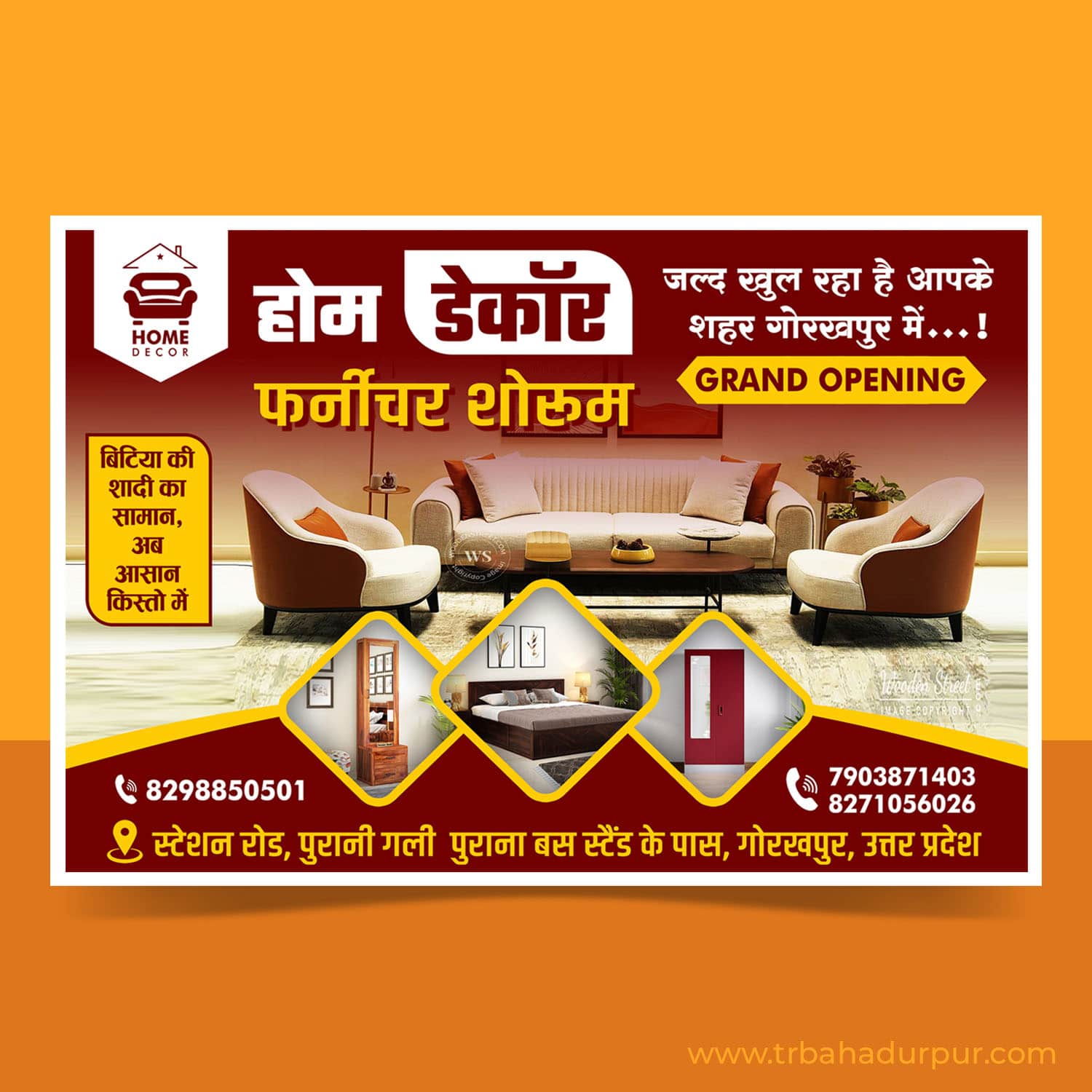 Best Furniture House, Furniture Showroom Poster Banner Design PSD