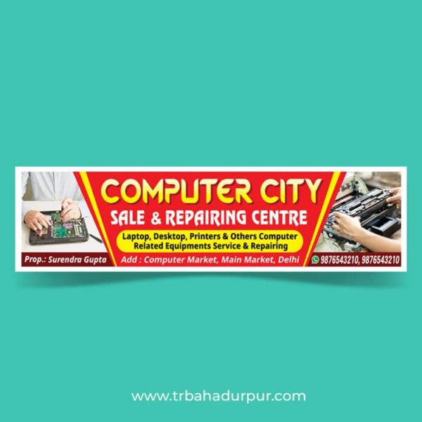 Computer Laptop Shop Banner, Computer Repairing Shop Flex Banner Design PSD