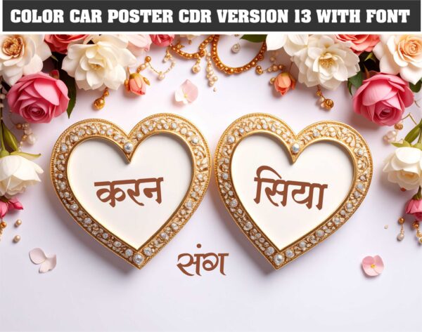 Wedding card color car poster with rose background