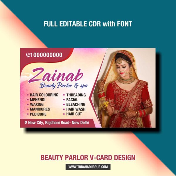 Beauty Parlour V-card CDR | Ladies Beauty Parlour Business card