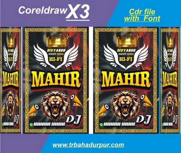 dj gadi side banner design cdr file with font 2026