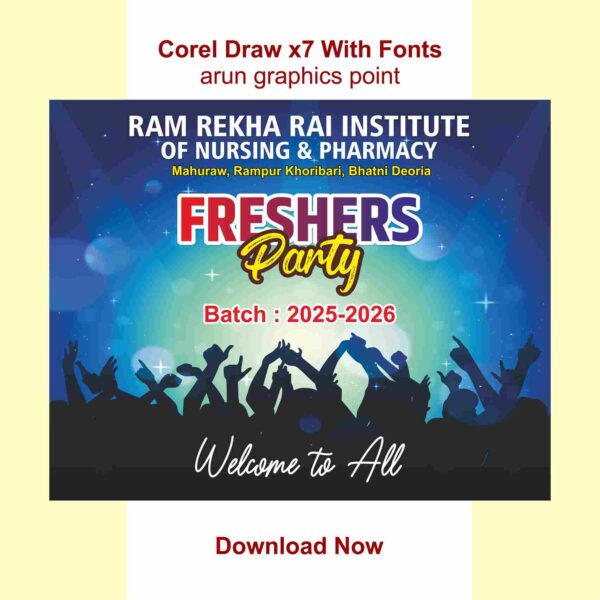 Freshers Party Banner design with Fonts Corel Draw x7