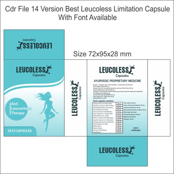 Leucoless Product Design cdr file 2026 Best Design with Font