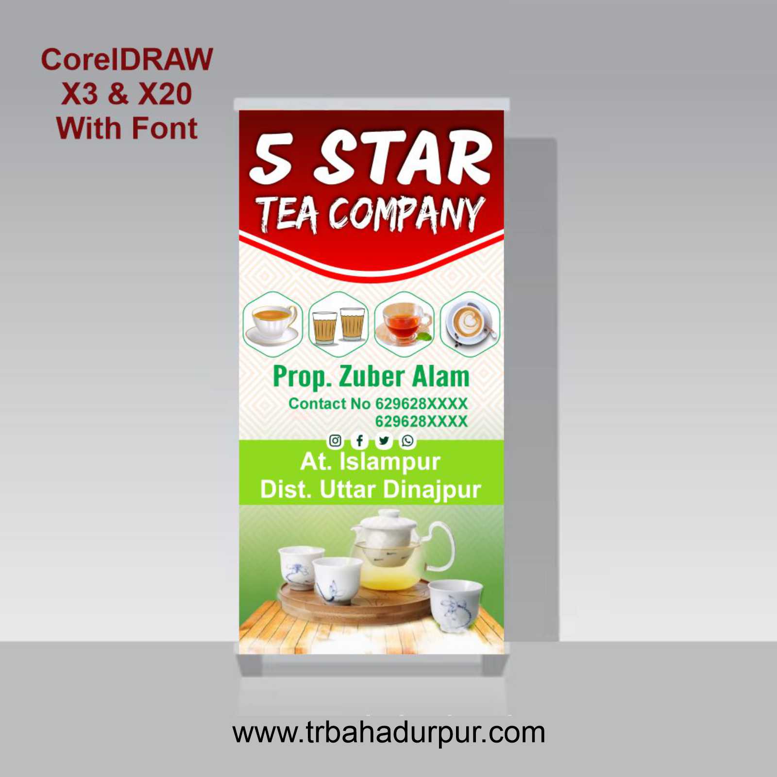Tea Company Stand Banner CDR File
